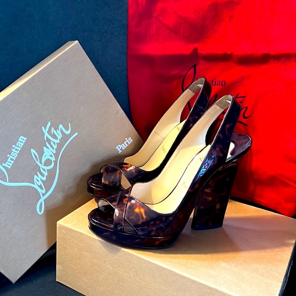Christian Louboutin Tortoiseshell Slingback Heels - Picture 1 of 8